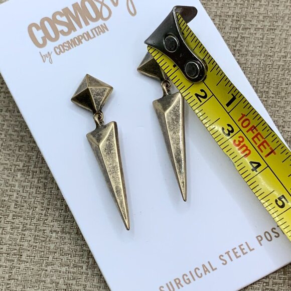Cosmo Style "Vivian" Geometric Art Deco Design Distressed Style Earrings - Picture 4 of 4